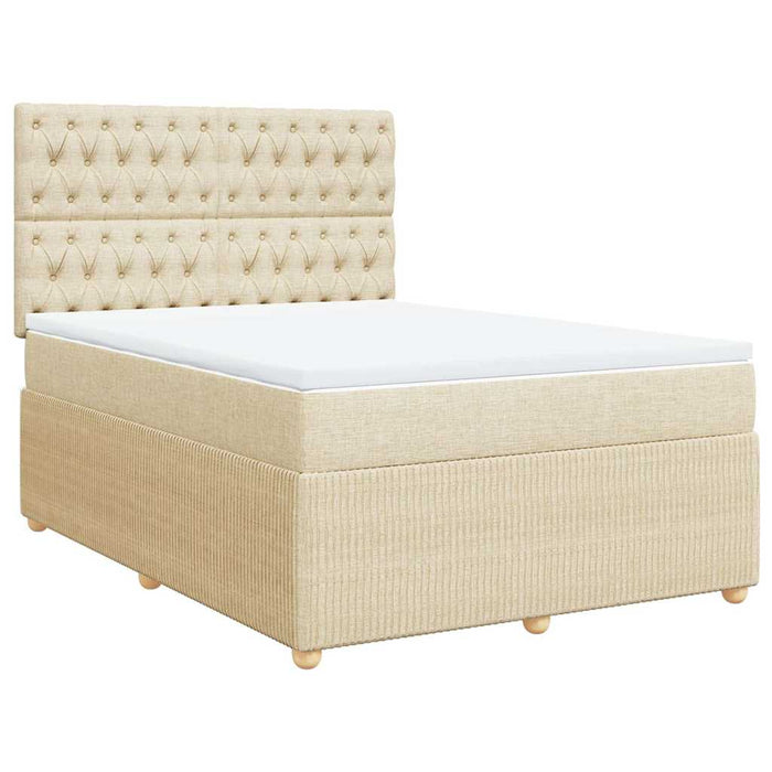 Pat box spring cu saltea, crem, 140x200 cm, textil - WALTI WALTI