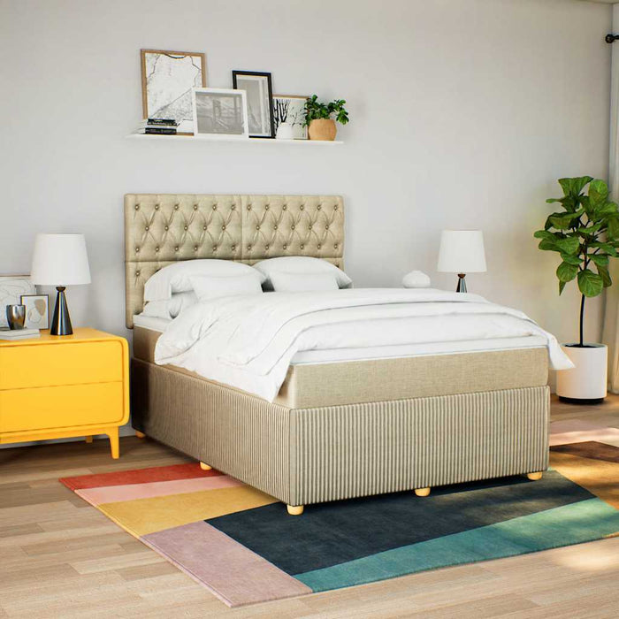 Pat box spring cu saltea, crem, 140x200 cm, textil - WALTI WALTI