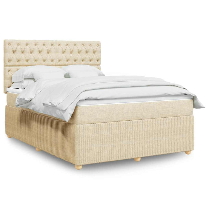 Pat box spring cu saltea, crem, 140x200 cm, textil - WALTI WALTI