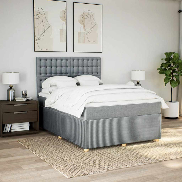 Pat box spring cu saltea, gri deschis, 140x190 cm, textil - WALTI WALTI
