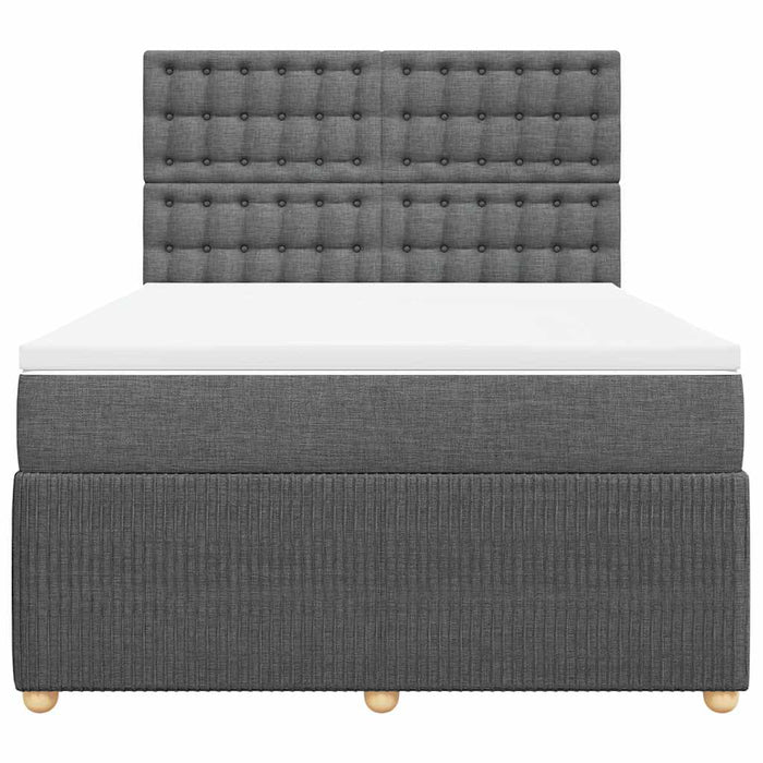 Pat box spring cu saltea, gri închis, 140x190 cm, textil - WALTI WALTI