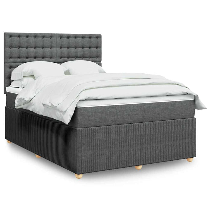 Pat box spring cu saltea, gri închis, 140x190 cm, textil - WALTI WALTI