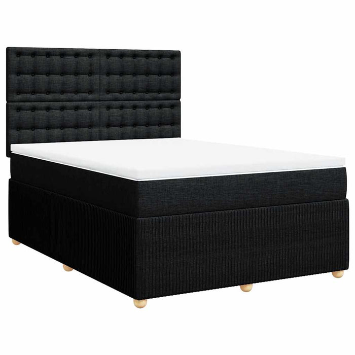 Pat box spring cu saltea, negru, 140x190 cm, textil - WALTI WALTI