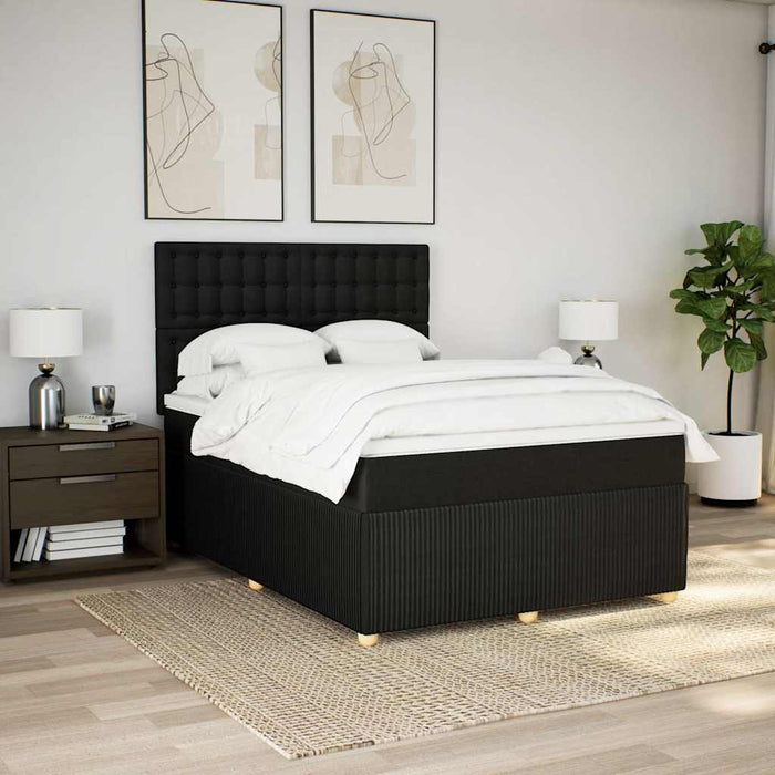 Pat box spring cu saltea, negru, 140x190 cm, textil - WALTI WALTI