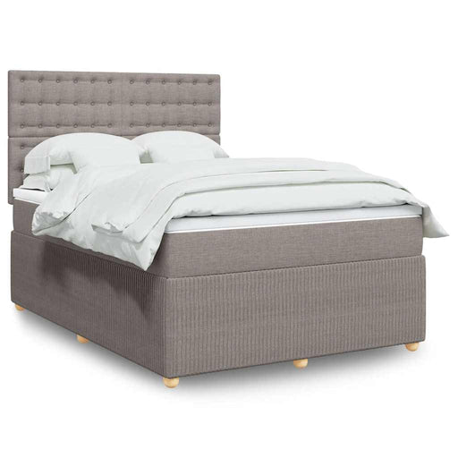 Pat box spring cu saltea, gri taupe, 140x200 cm, textil - WALTI WALTI