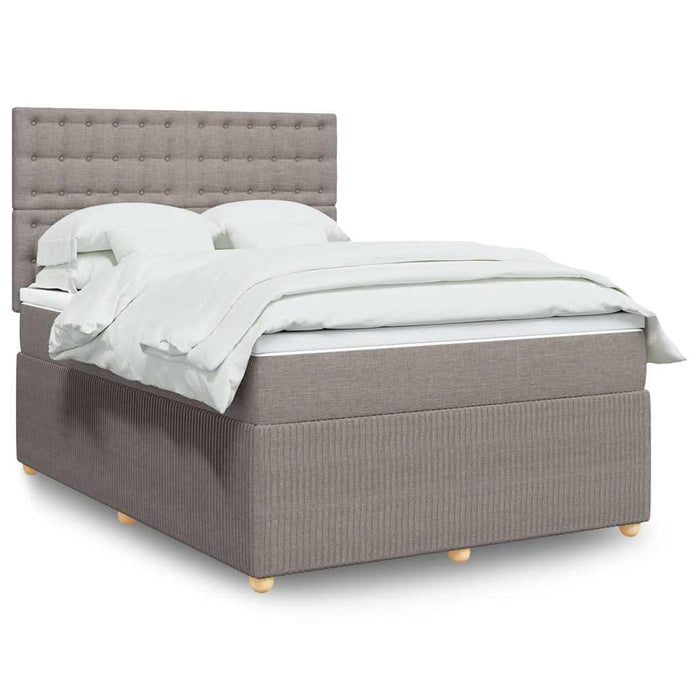 Pat box spring cu saltea, gri taupe, 140x200 cm, textil - WALTI WALTI
