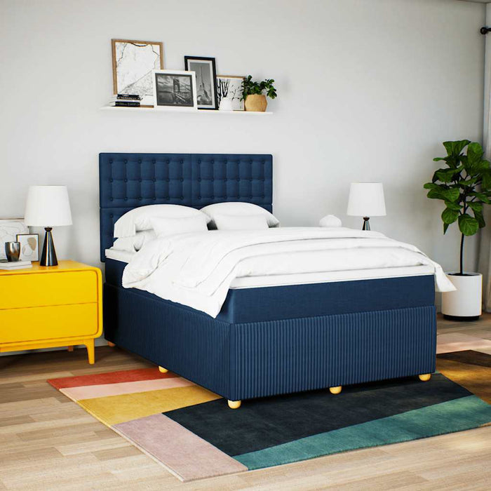 Pat box spring cu saltea, albastru, 140x200 cm, textil - WALTI WALTI