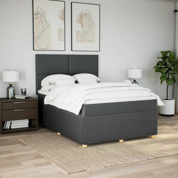 Pat box spring cu saltea, gri închis, 140x200 cm, textil - WALTI WALTI