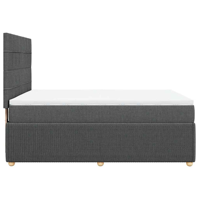 Pat box spring cu saltea, gri închis, 140x200 cm, textil - WALTI WALTI