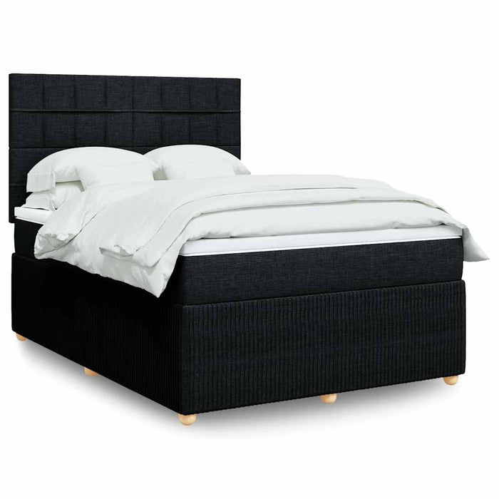 Pat box spring cu saltea, negru, 140x200 cm, textil WALTI