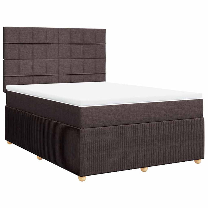 Pat continental cu saltea, maro închis, 140x200 cm, textil WALTI