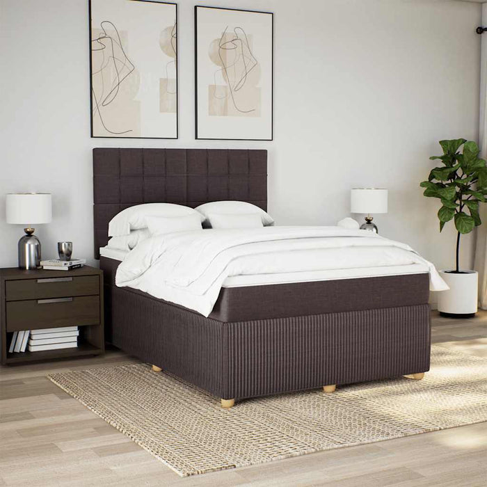 Pat continental cu saltea, maro închis, 140x200 cm, textil WALTI