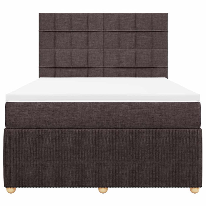 Pat continental cu saltea, maro închis, 140x200 cm, textil WALTI