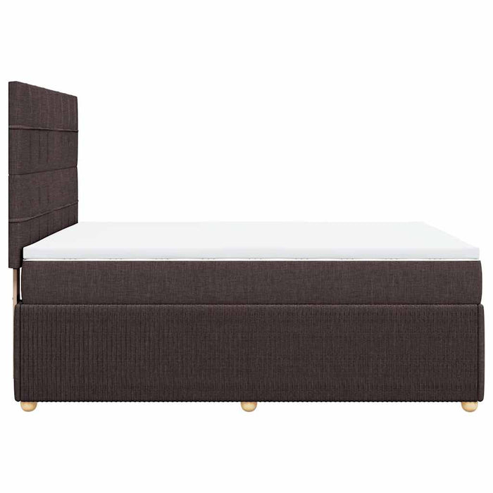 Pat continental cu saltea, maro închis, 140x200 cm, textil WALTI