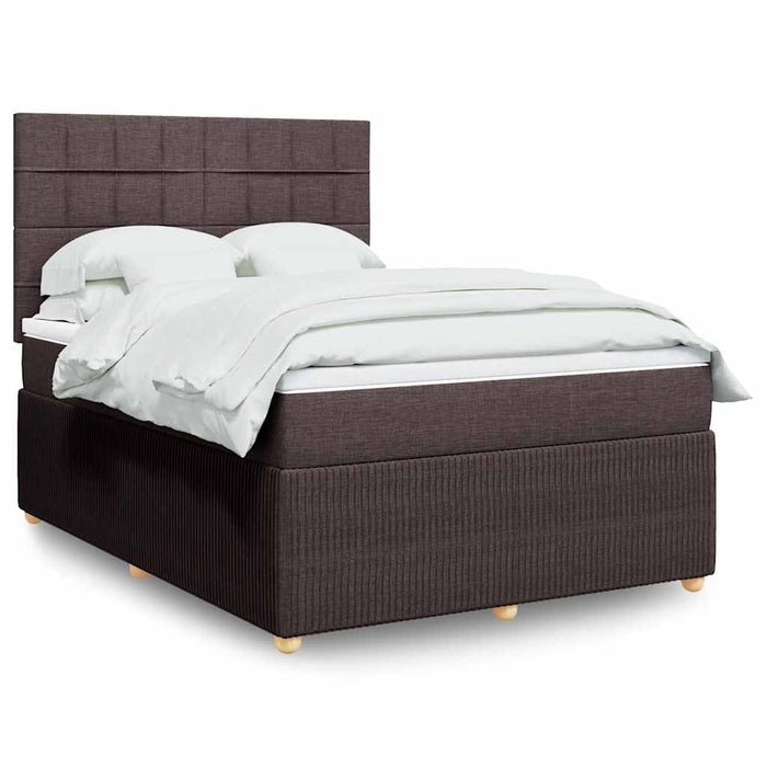 Pat continental cu saltea, maro închis, 140x200 cm, textil WALTI