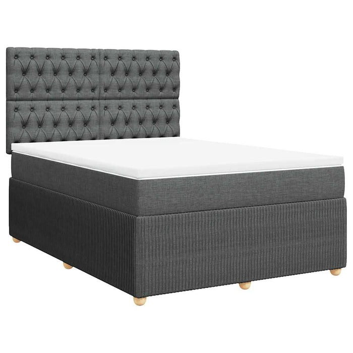 Pat box spring cu saltea, gri închis, 140x200 cm, textil - WALTI WALTI
