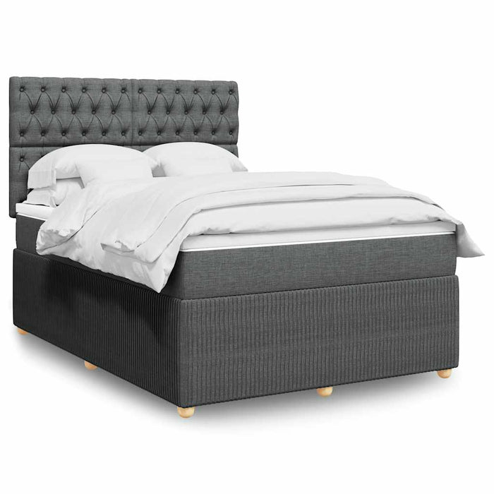 Pat box spring cu saltea, gri închis, 140x200 cm, textil - WALTI WALTI