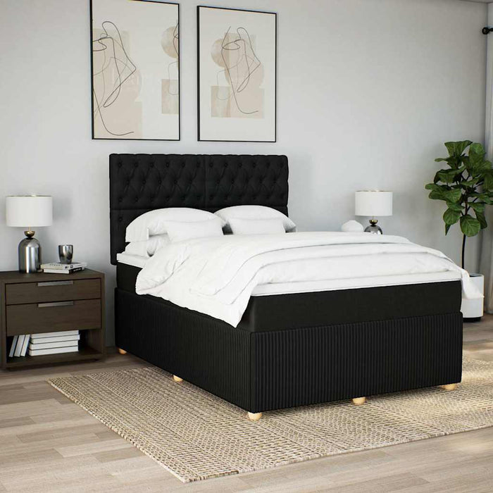 Pat box spring cu saltea, negru, 140x200 cm, textil - WALTI WALTI