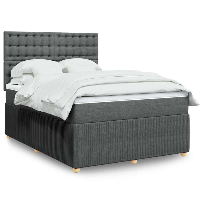 Pat box spring cu saltea, gri închis, 140x200 cm, textil - WALTI WALTI