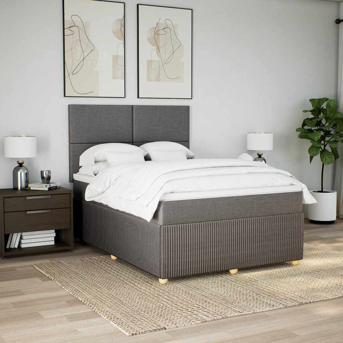 Pat box spring cu saltea, gri taupe, 160x200 cm material textil WALTI