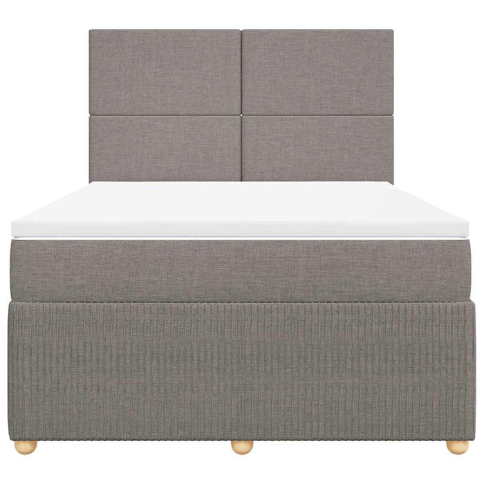Pat box spring cu saltea, gri taupe, 160x200 cm material textil WALTI