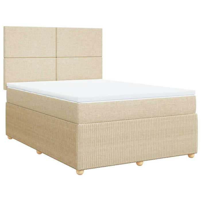 Pat box spring cu saltea, crem, 160x200 cm, material textil - WALTI WALTI