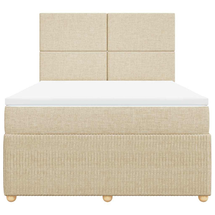 Pat box spring cu saltea, crem, 160x200 cm, material textil - WALTI WALTI