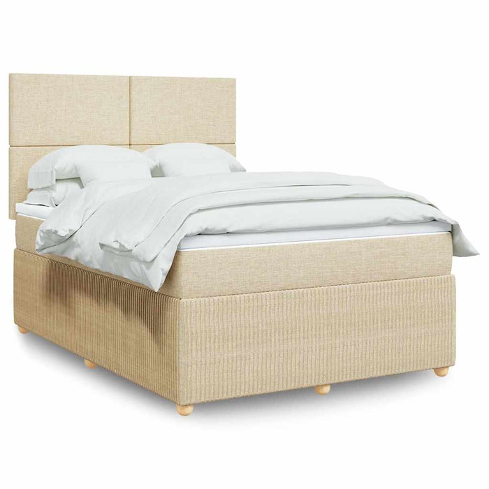 Pat box spring cu saltea, crem, 160x200 cm, material textil - WALTI WALTI
