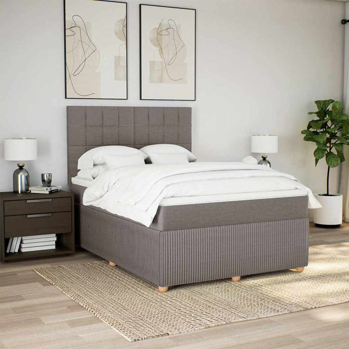 Pat box spring cu saltea, gri taupe, 160x200 cm material textil - WALTI WALTI