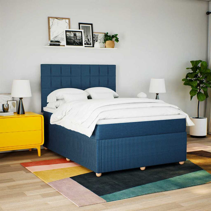 Pat continental cu saltea, albastru, 160x200cm, material textil WALTI