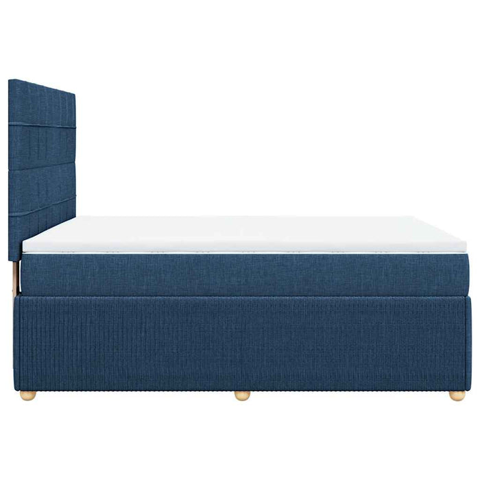 Pat continental cu saltea, albastru, 160x200cm, material textil WALTI