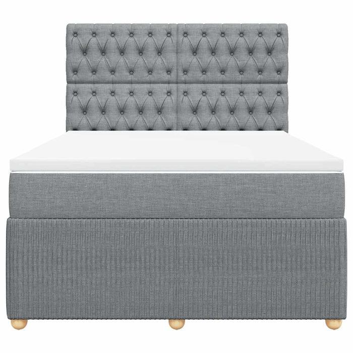 Pat continental cu saltea, gri deschis, 160x200 cm, textil WALTI