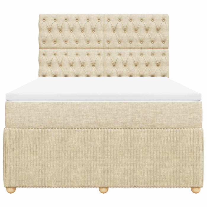 Pat box spring cu saltea, crem, 160x200 cm, material textil - WALTI WALTI
