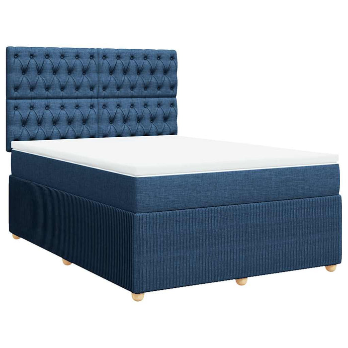 Pat continental cu saltea, albastru, 160x200cm, material textil WALTI