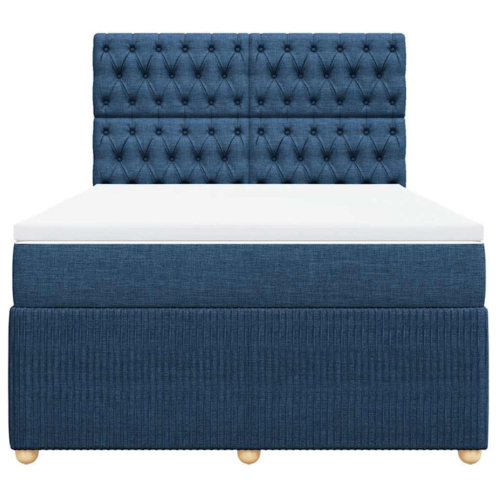 Pat continental cu saltea, albastru, 160x200cm, material textil WALTI
