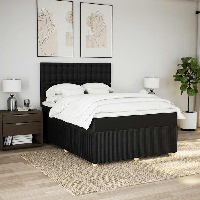 Pat box spring cu saltea, negru, 160x200 cm, textil - WALTI WALTI