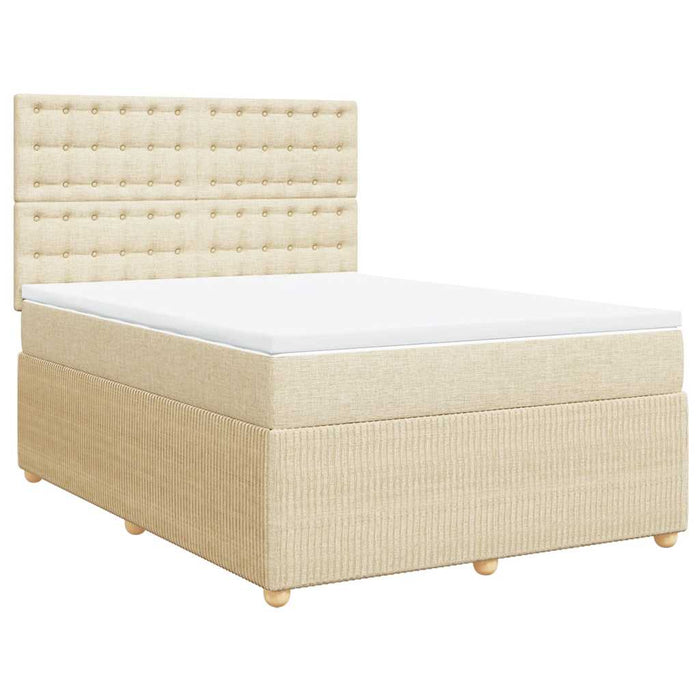 Pat box spring cu saltea, crem, 160x200 cm, material textil - WALTI WALTI