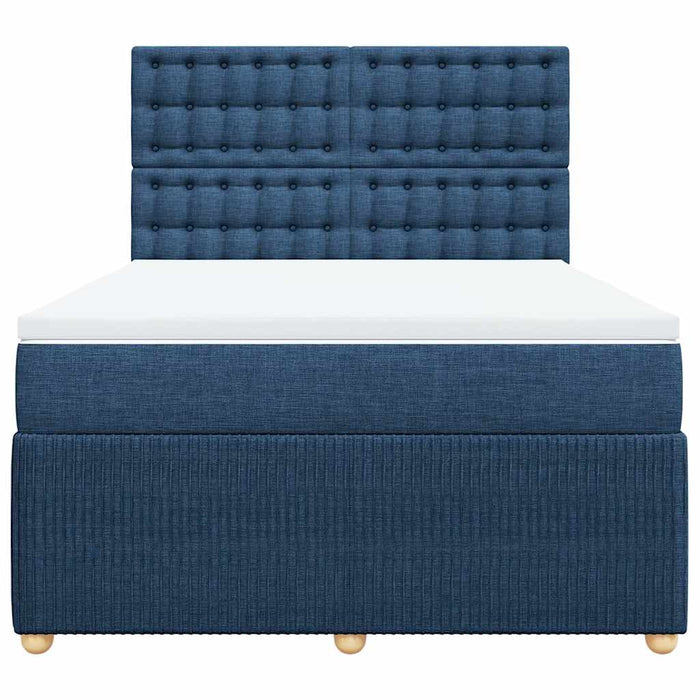Pat continental cu saltea, albastru, 160x200cm, material textil - WALTI WALTI