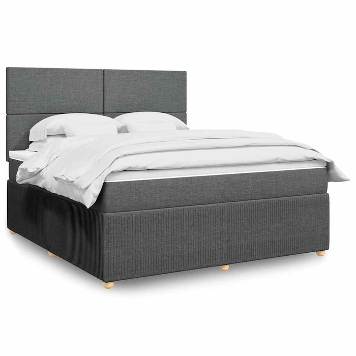 Pat box spring cu saltea, gri închis, 180x200 cm, textil - WALTI WALTI