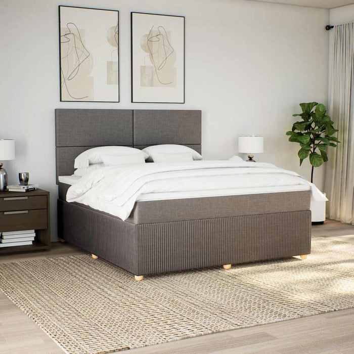 Pat continental cu saltea, gri taupe, 180x200 cm, textil WALTI