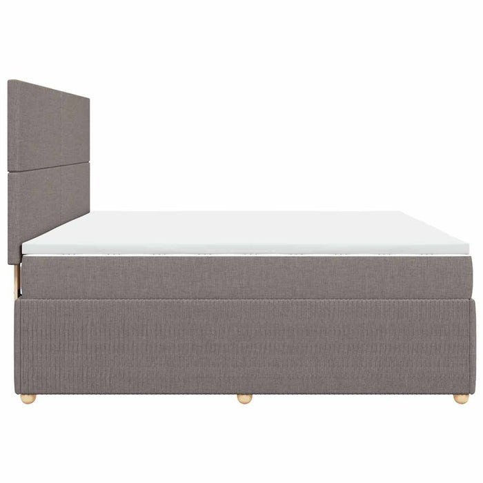 Pat continental cu saltea, gri taupe, 180x200 cm, textil WALTI