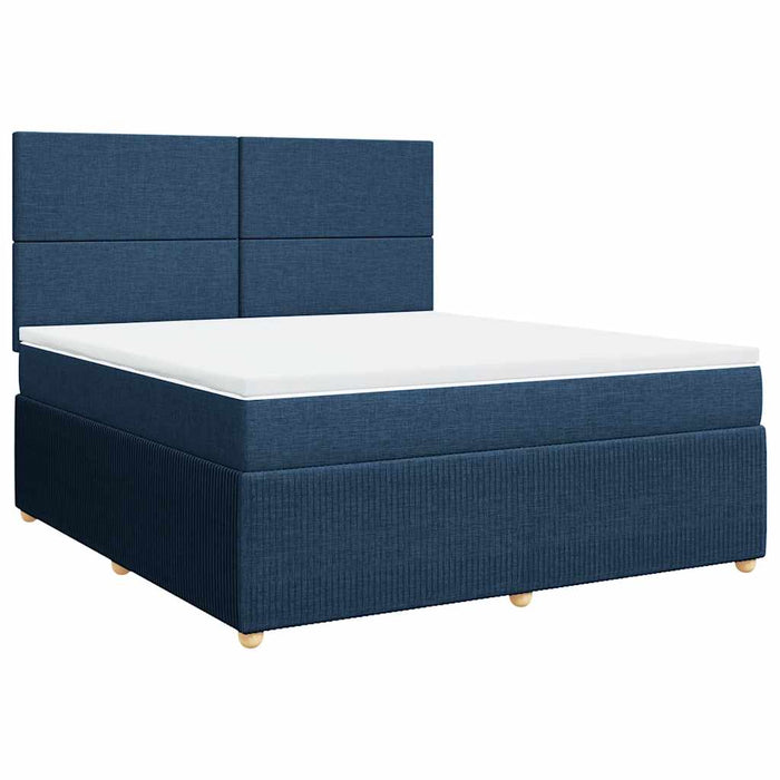 Pat box spring cu saltea, albastru, 180x200 cm, material textil - WALTI WALTI