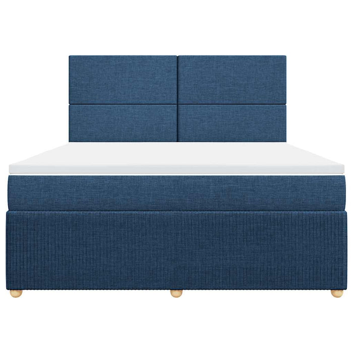 Pat box spring cu saltea, albastru, 180x200 cm, material textil - WALTI WALTI