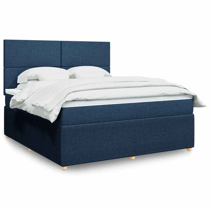 Pat box spring cu saltea, albastru, 180x200 cm, material textil - WALTI WALTI