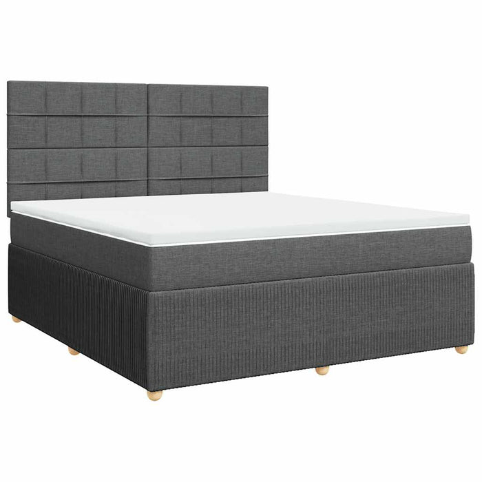 Pat box spring cu saltea, gri închis, 180x200 cm, textil - WALTI WALTI