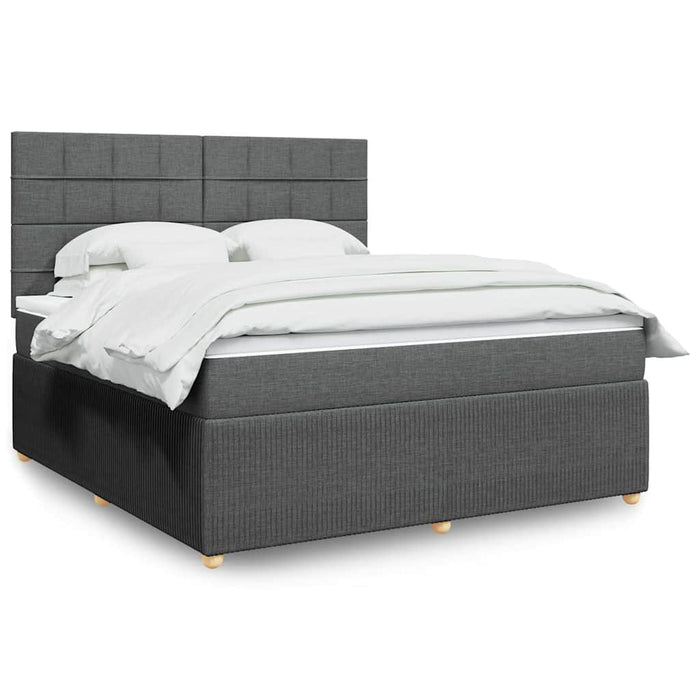 Pat box spring cu saltea, gri închis, 180x200 cm, textil - WALTI WALTI