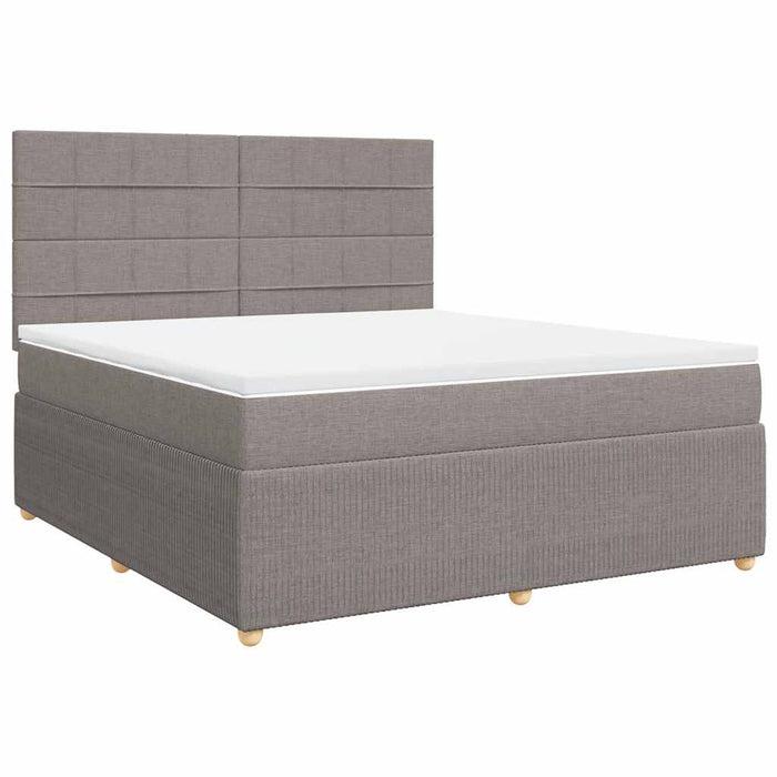 Pat continental cu saltea, gri taupe, 180x200 cm, textil WALTI