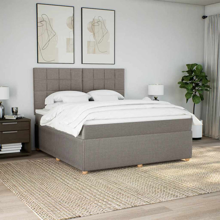 Pat continental cu saltea, gri taupe, 180x200 cm, textil WALTI