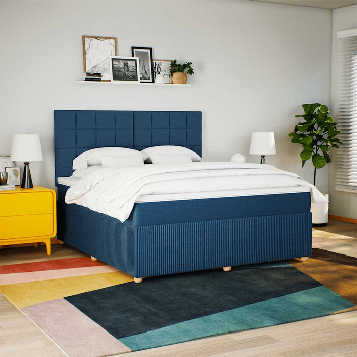 Pat box spring cu saltea, albastru, 180x200 cm, material textil - WALTI WALTI