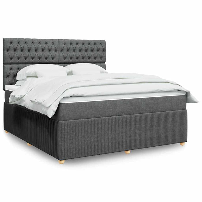 Pat box spring cu saltea, gri închis, 180x200 cm, textil - WALTI WALTI